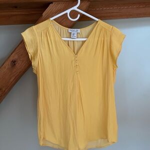 Rachel Zoe Yellow Cap Sleeve Blouse Relaxed Fit